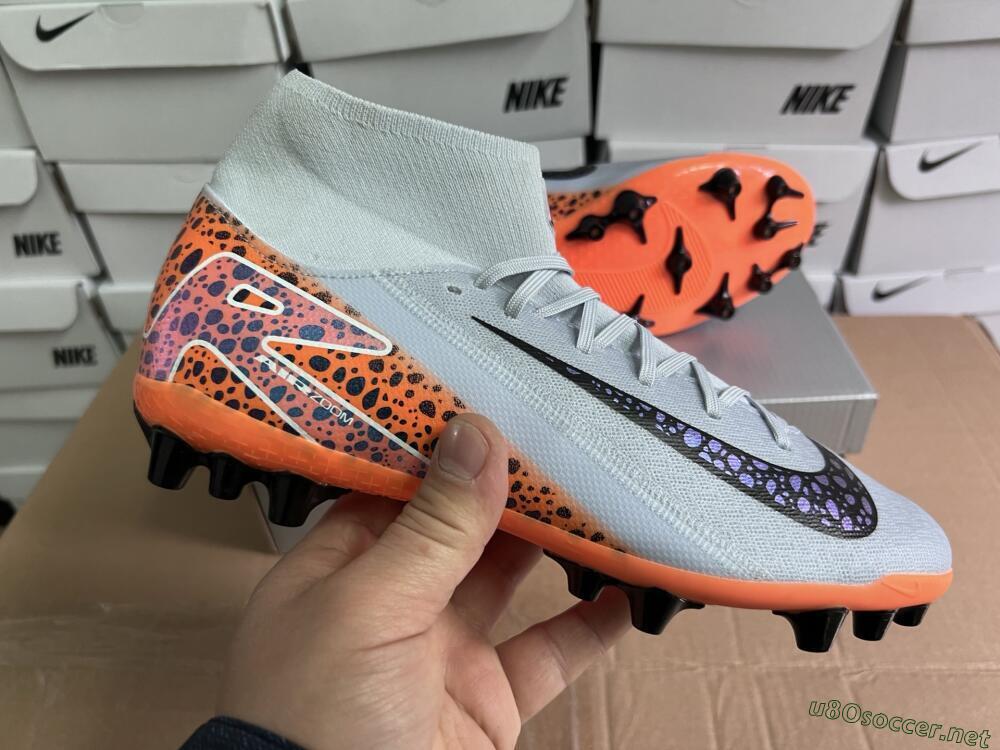 Unisex Nike Air Zoom Mercurial Superfly 10 Elite AG Football Boots - Grey/Black/Leopard