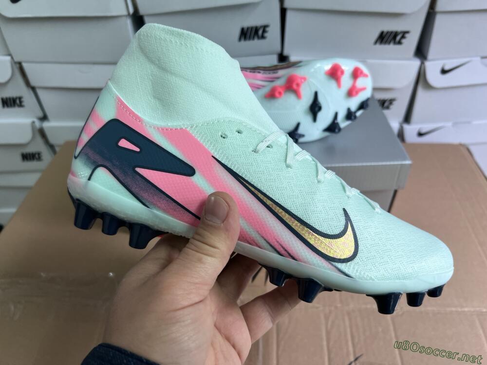 Unisex Nike Air Zoom Mercurial Superfly 10 Elite AG Football Boots - Jade/Gold/Pink