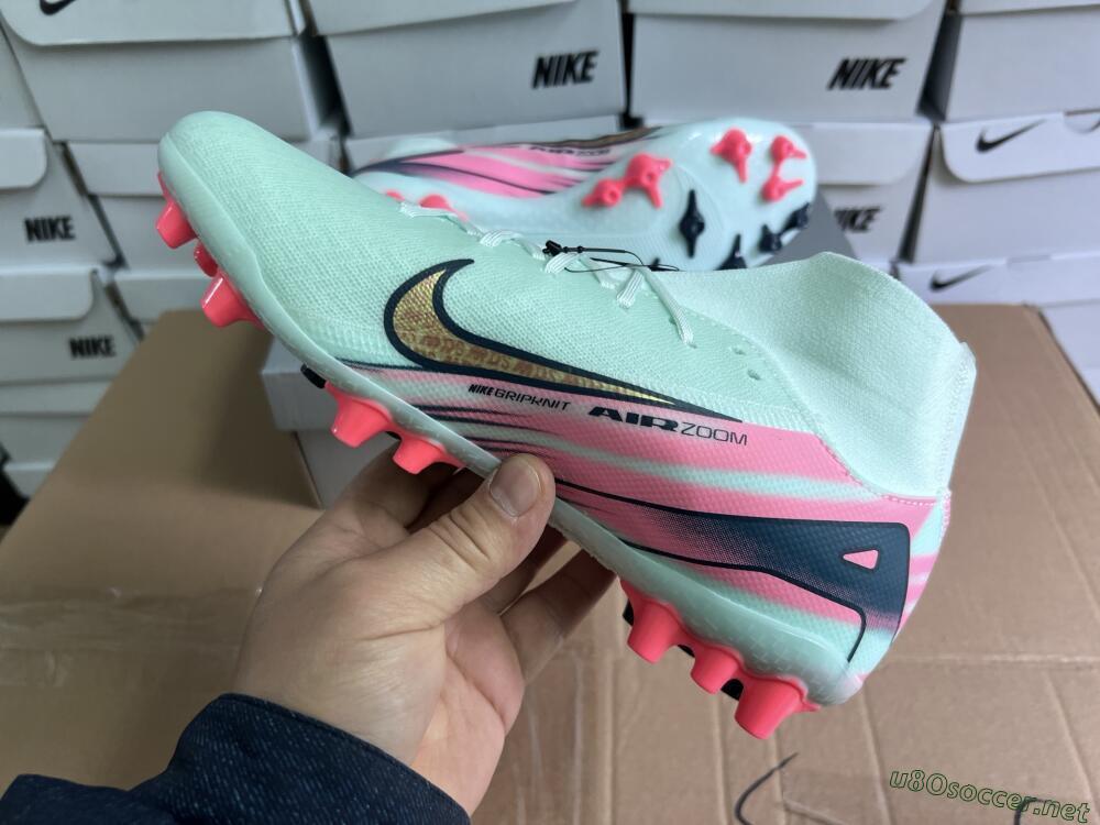 Unisex Nike Air Zoom Mercurial Superfly 10 Elite AG Football Boots - Jade/Gold/Pink