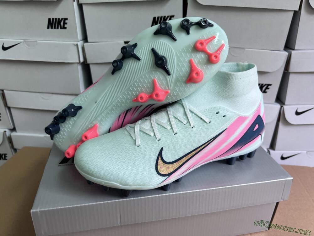 Unisex Nike Air Zoom Mercurial Superfly 10 Elite AG Football Boots - Jade/Gold/Pink