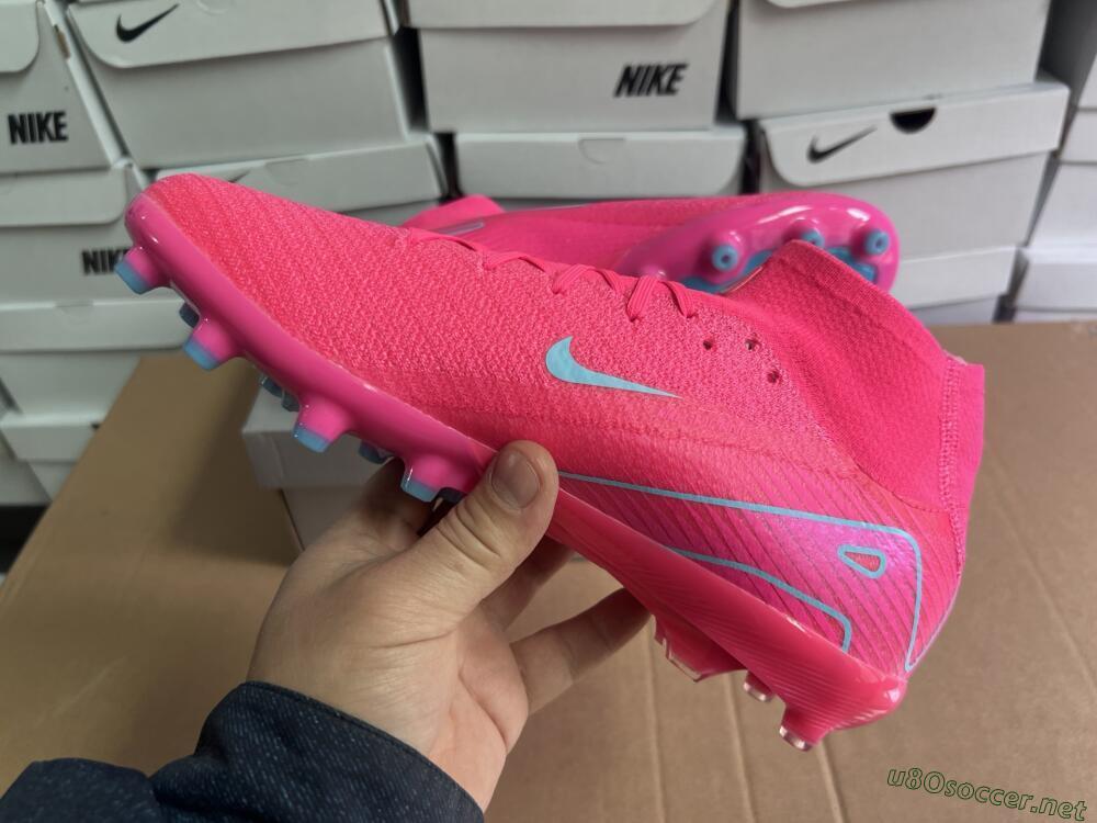 Unisex Nike Air Zoom Mercurial Superfly 10 Elite AG Football Boots - Pink/Jade