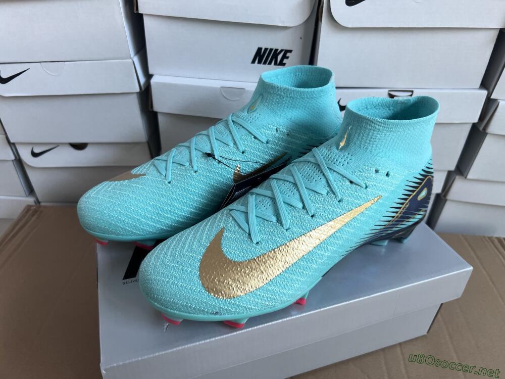 Unisex Nike Air Zoom Mercurial Superfly 10 Elite FG Football Boots - Jade/Gold/Blue
