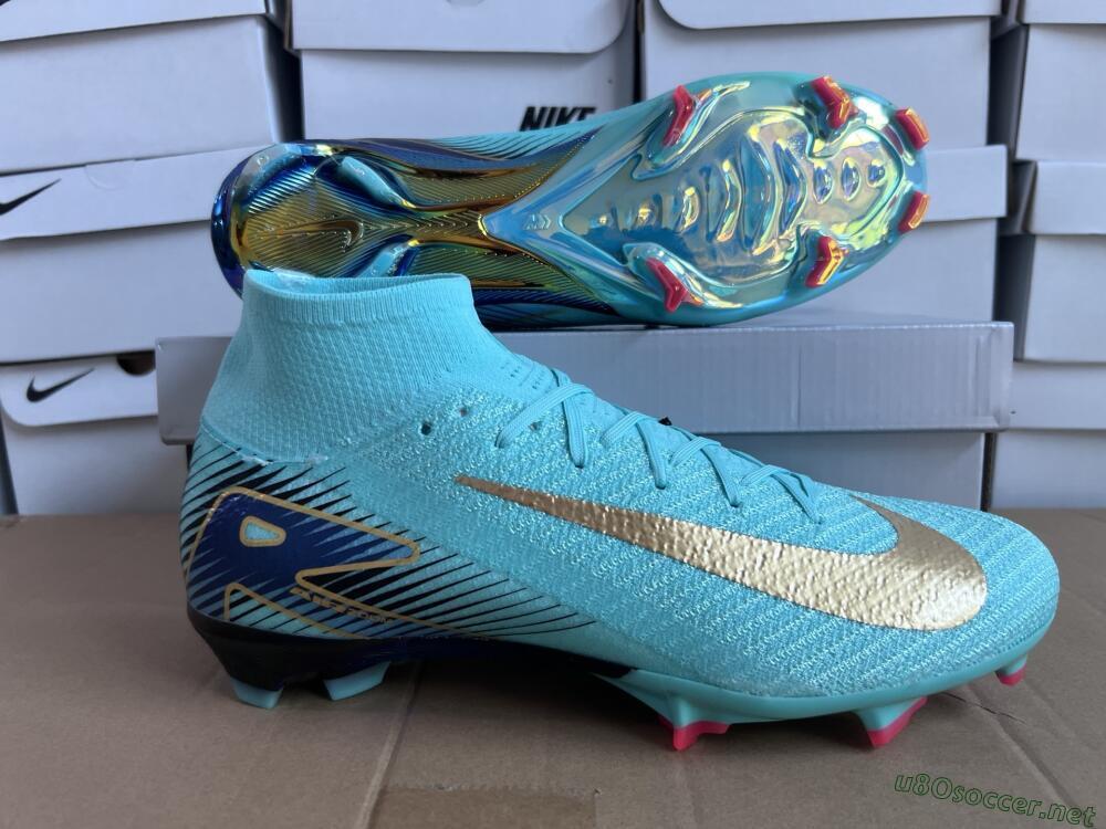 Unisex Nike Air Zoom Mercurial Superfly 10 Elite FG Football Boots - Jade/Gold/Blue