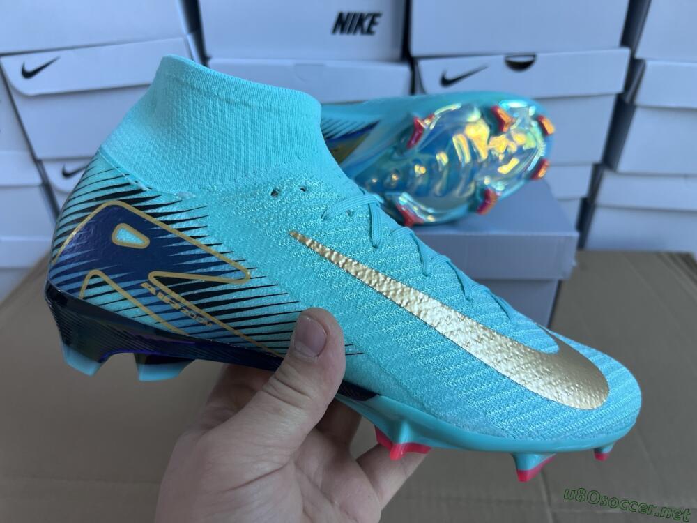 Unisex Nike Air Zoom Mercurial Superfly 10 Elite FG Football Boots - Jade/Gold/Blue