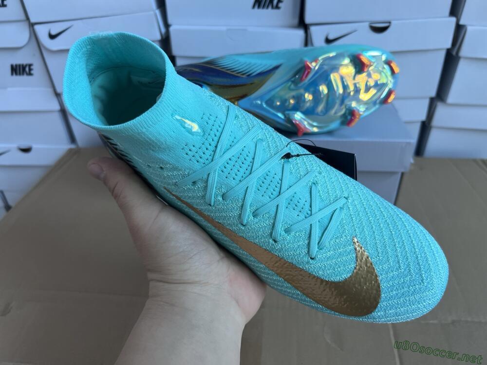 Unisex Nike Air Zoom Mercurial Superfly 10 Elite FG Football Boots - Jade/Gold/Blue