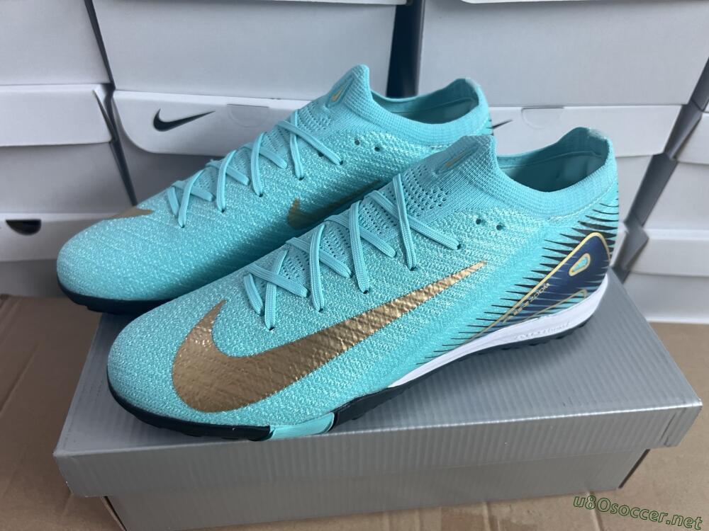 Unisex Nike Air Zoom Mercurial Vapor 16 Elite TF Football Shoes - Jade/Gold/Blue