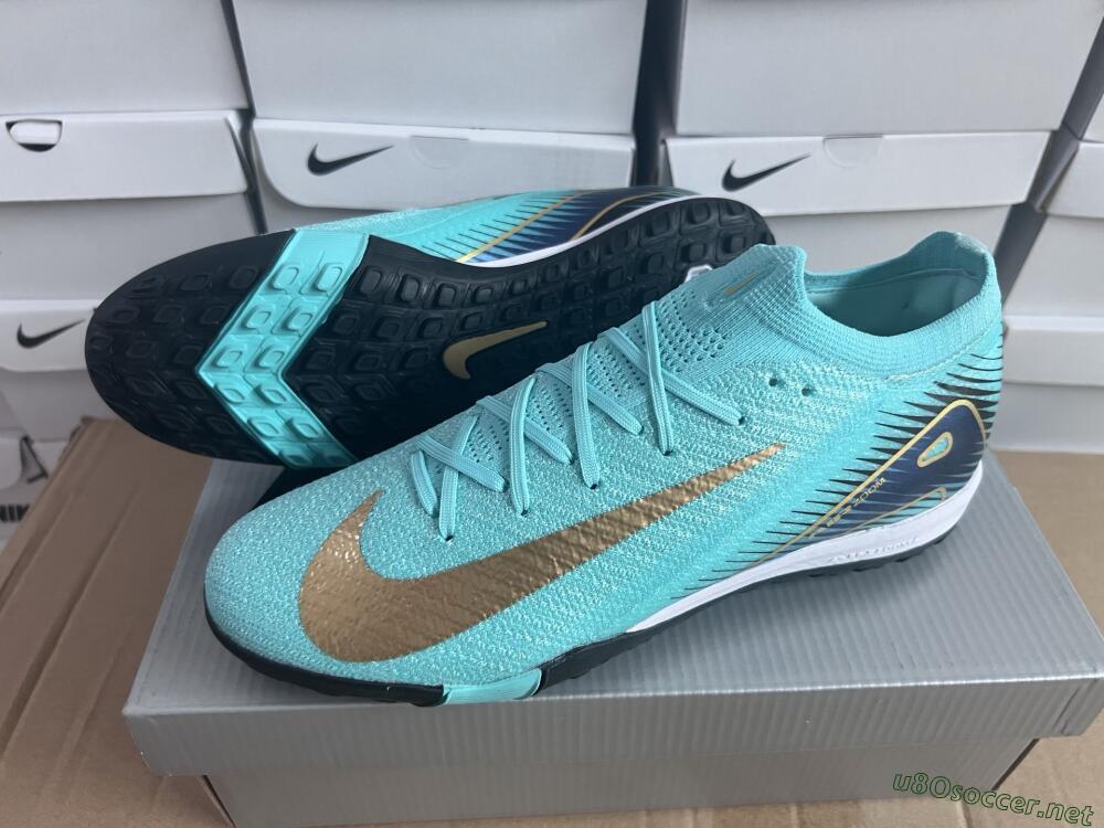 Unisex Nike Air Zoom Mercurial Vapor 16 Elite TF Football Shoes - Jade/Gold/Blue