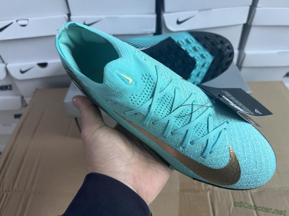 Unisex Nike Air Zoom Mercurial Vapor 16 Elite TF Football Shoes - Jade/Gold/Blue