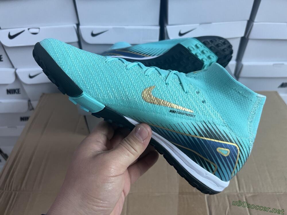 Unisex Nike Air Zoom Mercurial Superfly 10 Elite TF Football Shoes - Jade/Gold/Blue