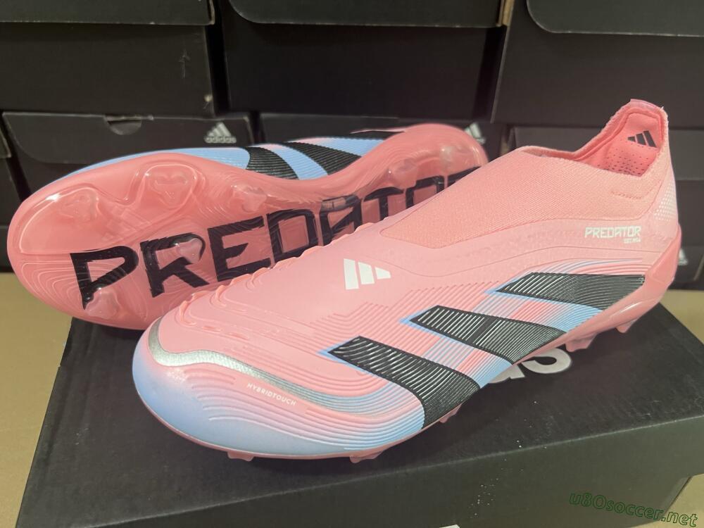 Unisex Adidas Predator Laceless Elite 25 FG Football Boots - Pink/Blue/Black