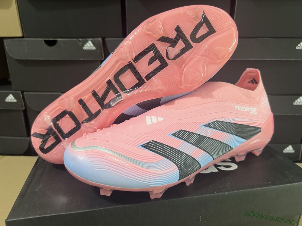 Unisex Adidas Predator Laceless Elite 25 FG Football Boots - Pink/Blue/Black