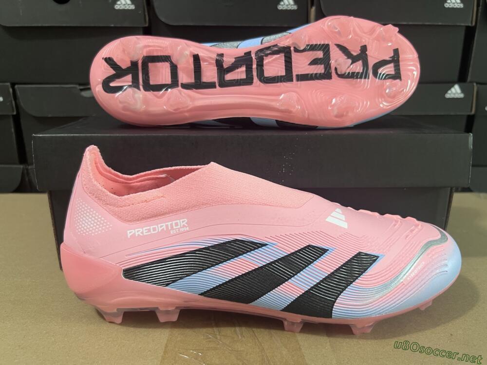 Unisex Adidas Predator Laceless Elite 25 FG Football Boots - Pink/Blue/Black