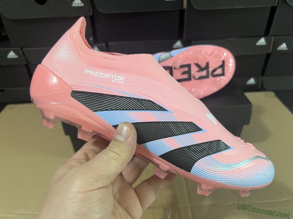 Unisex Adidas Predator Laceless Elite 25 FG Football Boots - Pink/Blue/Black