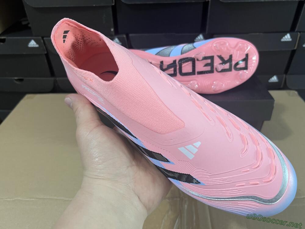 Unisex Adidas Predator Laceless Elite 25 FG Football Boots - Pink/Blue/Black