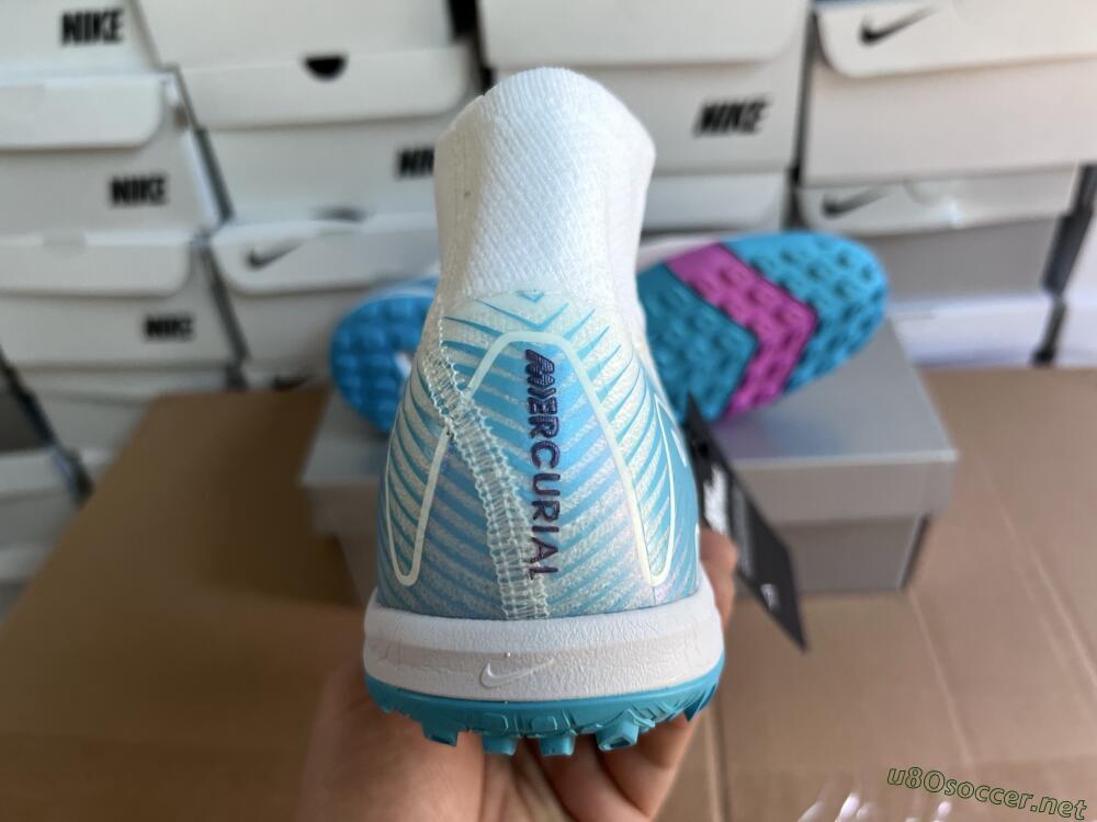 Unisex Nike Air Zoom Mercurial Superfly 10 Elite TF Football Shoes - White/Purple/Blue
