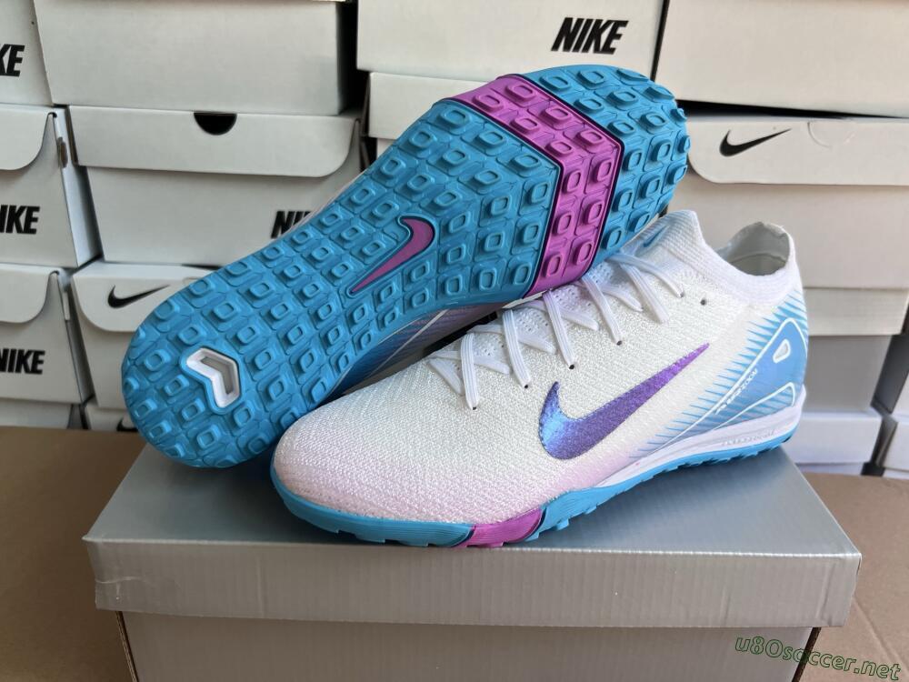 Unisex Nike Air Zoom Mercurial Vapor 16 Elite TF Football Shoes - White/Purple/Jade