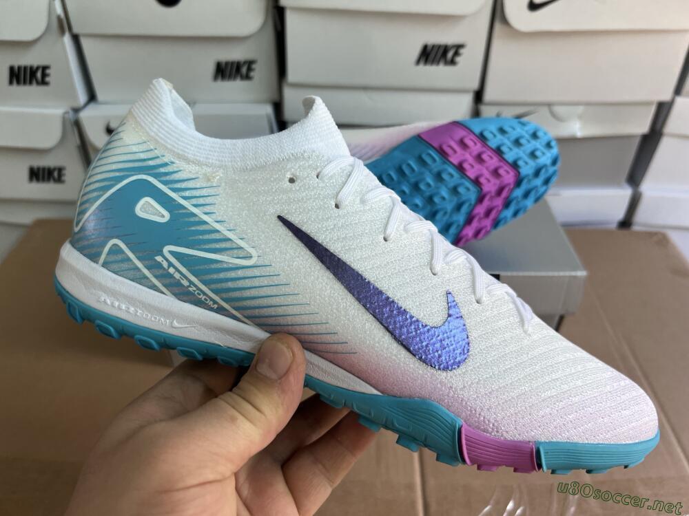 Unisex Nike Air Zoom Mercurial Vapor 16 Elite TF Football Shoes - White/Purple/Jade