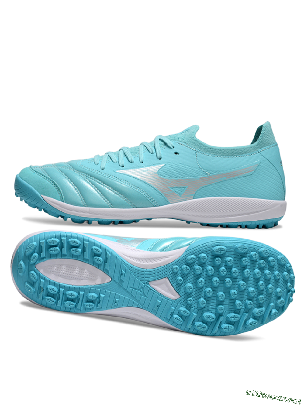 Men's Mizuno Morelia Neo Sala TF Football Shoes - Jade/Silver/White 1