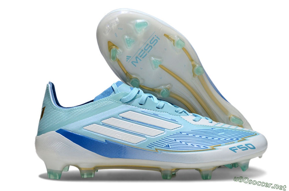 Men's Messi x Adidas F50 Elite FG Football Boots - Blue/Jade/White 2