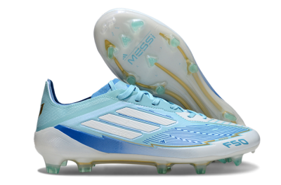 Men's Messi x Adidas F50 Elite FG Football Boots - Blue/Jade/White
