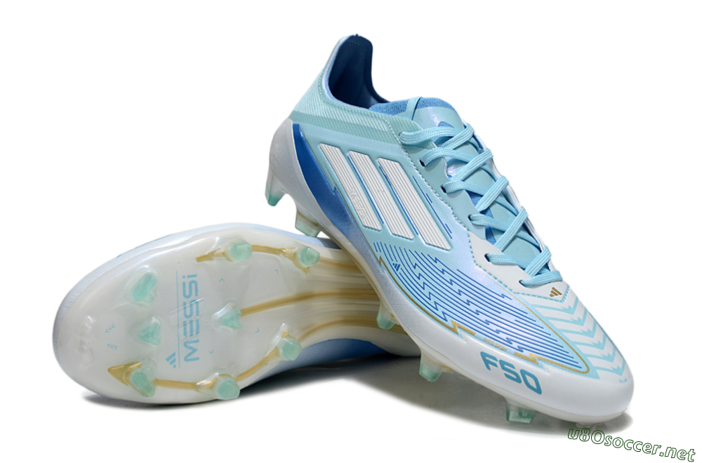 Men's Messi x Adidas F50 Elite FG Football Boots - Blue/Jade/White 3