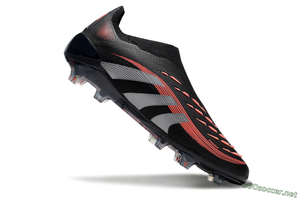 Unisex Adidas Predator Elite 25 Laceless FG Football Boots - Black/Red/Grey 4