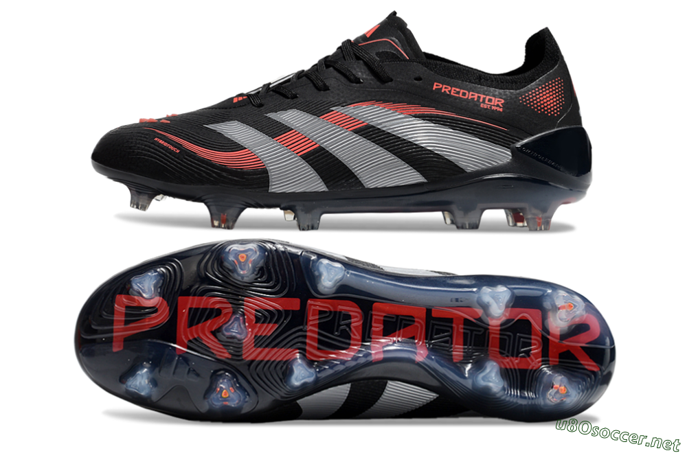 Unisex Adidas Predator Elite 25 FG Football Boots - Black/Red/Grey 1