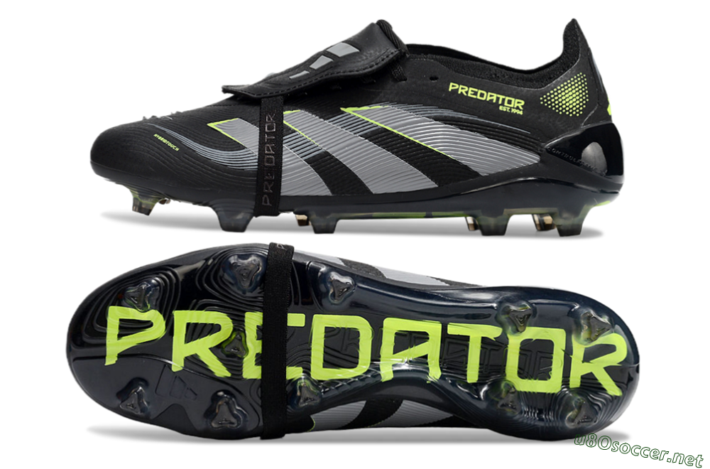 Unisex Adidas Predator Elite 25 Foldover Tongue FG Football Boots - Black/Yellow/Grey 1