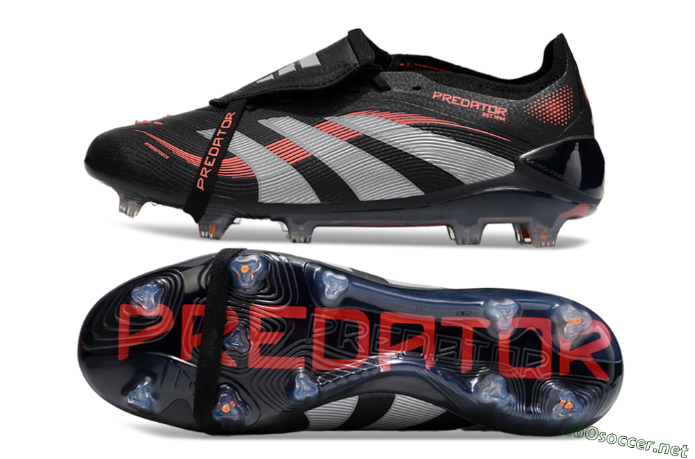 Unisex Adidas Predator Elite 25 Foldover Tongue FG Football Boots - Black/Red/Grey 1