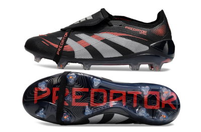 Unisex Adidas Predator Elite 25 Foldover Tongue FG Football Boots - Black/Red/Grey