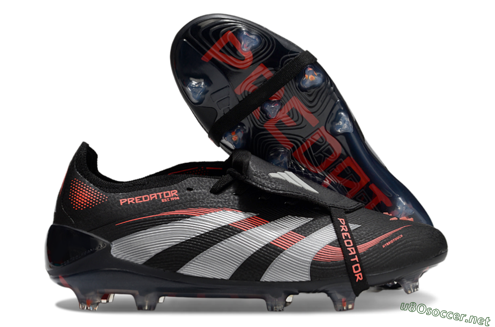 Unisex Adidas Predator Elite 25 Foldover Tongue FG Football Boots - Black/Red/Grey 2