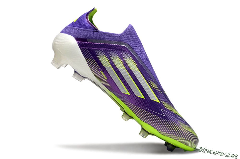Men's Adidas F50 Elite Laceless FG Football Boots - Purple/Yellow/White 4