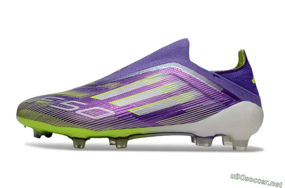 Men's Adidas F50 Elite Laceless FG Football Boots - Purple/Yellow/White 0