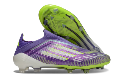 Men's Adidas F50 Elite Laceless FG Football Boots - Purple/Yellow/White