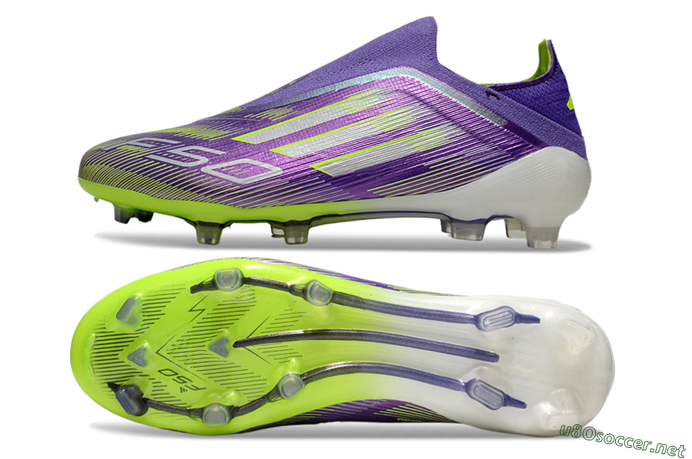 Men's Adidas F50 Elite Laceless FG Football Boots - Purple/Yellow/White 1