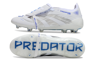 Men's Adidas Predator Elite 25 Foldover Tongue FG Football Boots - White/Blue/Black