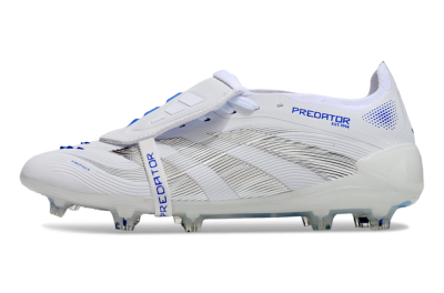 Men's Adidas Predator Elite 25 Foldover Tongue FG Football Boots - White/Blue/Black