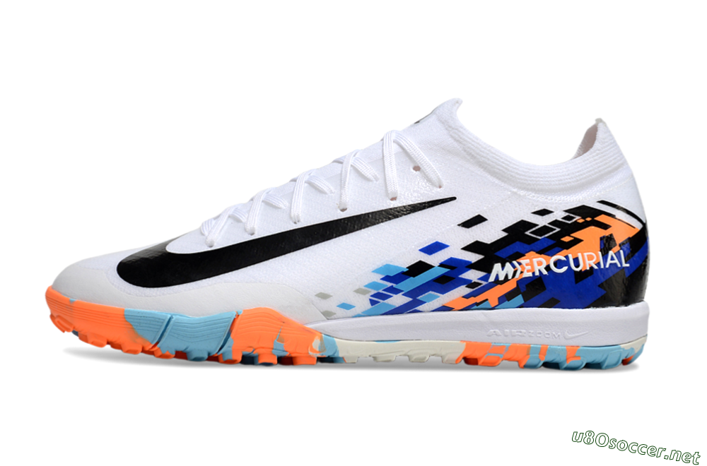 Unisex Nike Air Zoom Mercurial Vapor 16 Elite TF Football Shoes - White/Black/Orange 0