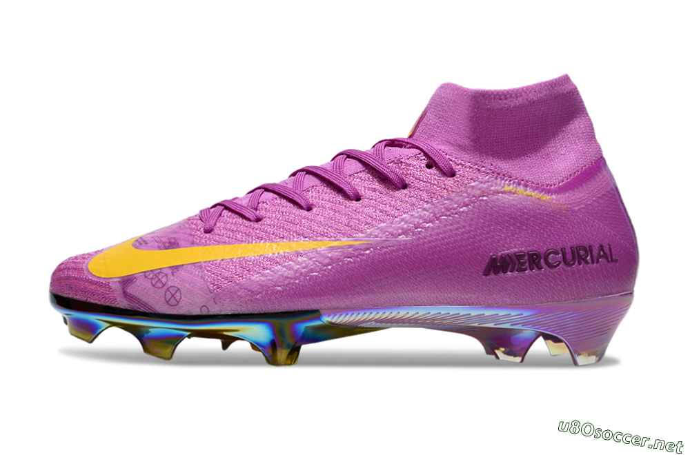Men's Nike Air Zoom Mercurial Superfly 10 Elite FG Football Boots - Purple/Yellow/Gold 0