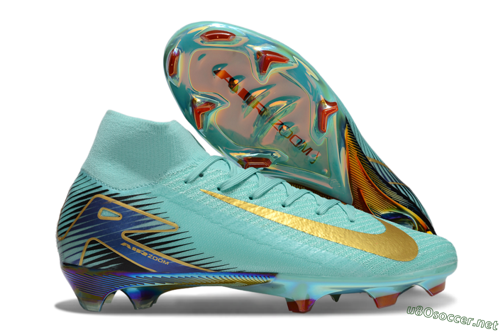 Men's Nike Air Zoom Mercurial Superfly 10 Elite FG Football Boots - Jade/Gold/Blue 2