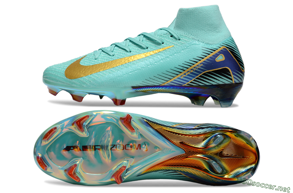 Men's Nike Air Zoom Mercurial Superfly 10 Elite FG Football Boots - Jade/Gold/Blue 1