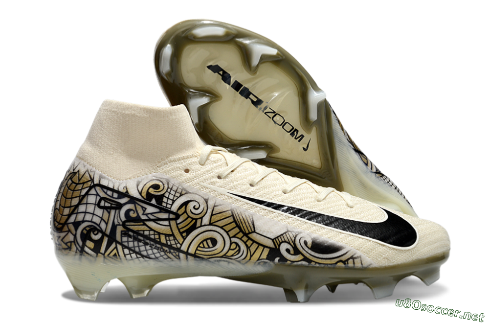 Men's Nike Air Zoom Mercurial Superfly 10 Elite FG Football Boots - Beige/Black/Yellow 2