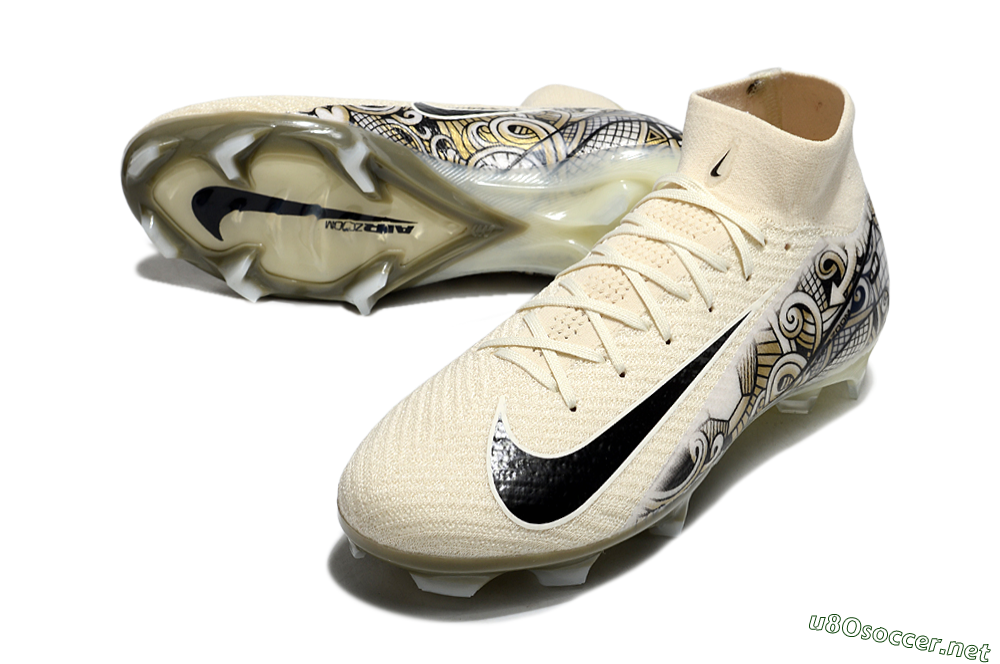 Men's Nike Air Zoom Mercurial Superfly 10 Elite FG Football Boots - Beige/Black/Yellow 3
