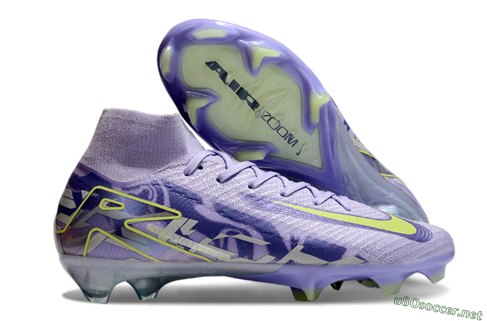 Unisex Nike Air Zoom Mercurial Superfly 10 Elite FG Football Boots - Purple/Yellow 2