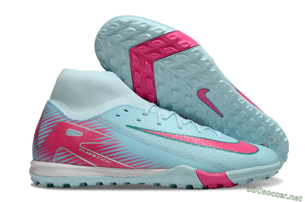 Men's Nike Air Zoom Mercurial Superfly 10 Elite TF Football Shoes - Jade/Pink/White 2