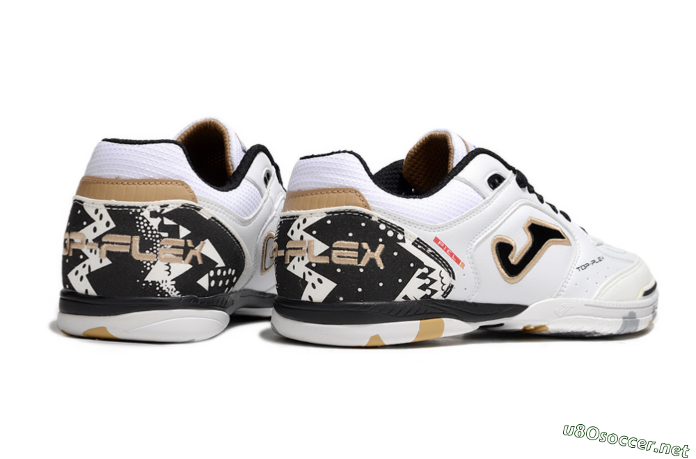 Men's Joma Top Flex IC Football Shoes - White/Black/Gold 6