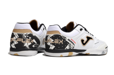 Men's Joma Top Flex IC Football Shoes - White/Black/Gold