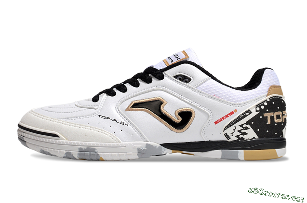 Men's Joma Top Flex IC Football Shoes - White/Black/Gold 0