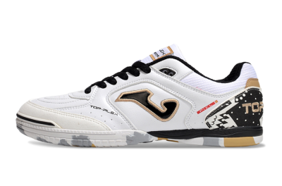 Men's Joma Top Flex IC Football Shoes - White/Black/Gold