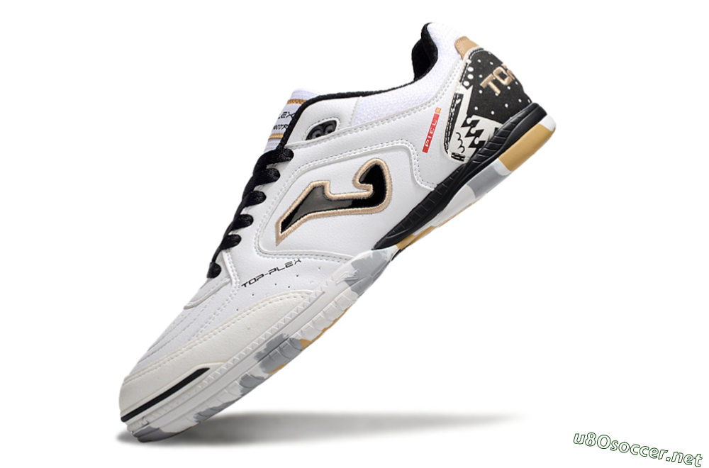 Men's Joma Top Flex IC Football Shoes - White/Black/Gold 5